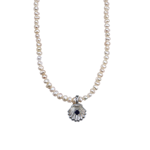 Naszyjnik Z Pereł Z Muszelką Z Iolitem Silver (id: 2756)