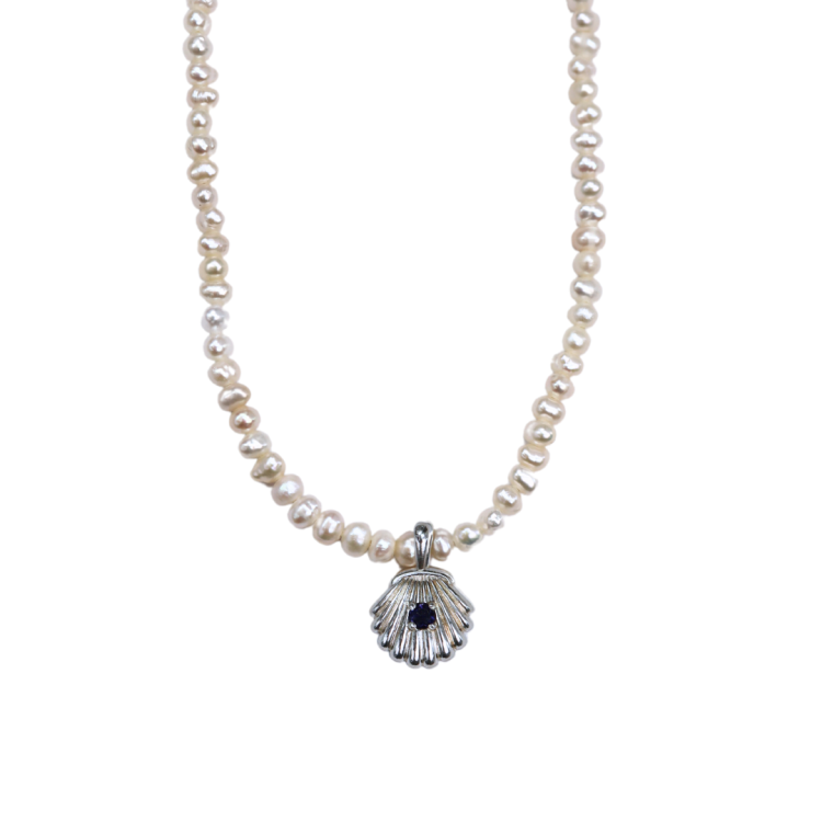 Naszyjnik Z Pereł Z Muszelką Z Iolitem Silver (id: 2756)