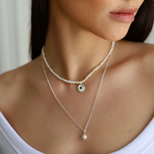 Naszyjnik Z Pereł Z Muszelką Z Iolitem Silver (id: 2756)