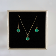 Zestaw Gold Łezka Fasetowana z Kamieniem Do Wyboru