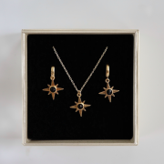 Zestaw Gold Róża Wiatrów z kamieniem do wyboru (id: 806)