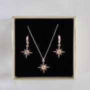 Zestaw Silver Róża Wiatrów z kamieniem do wyboru (id: 807)