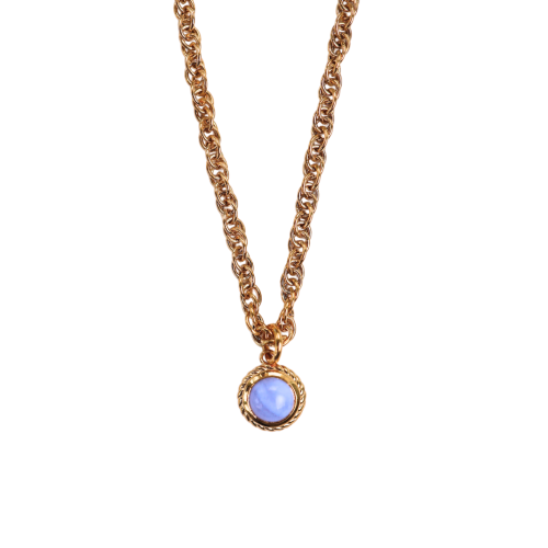 Naszyjnik Agat Blue Lace 8 mm GOLD