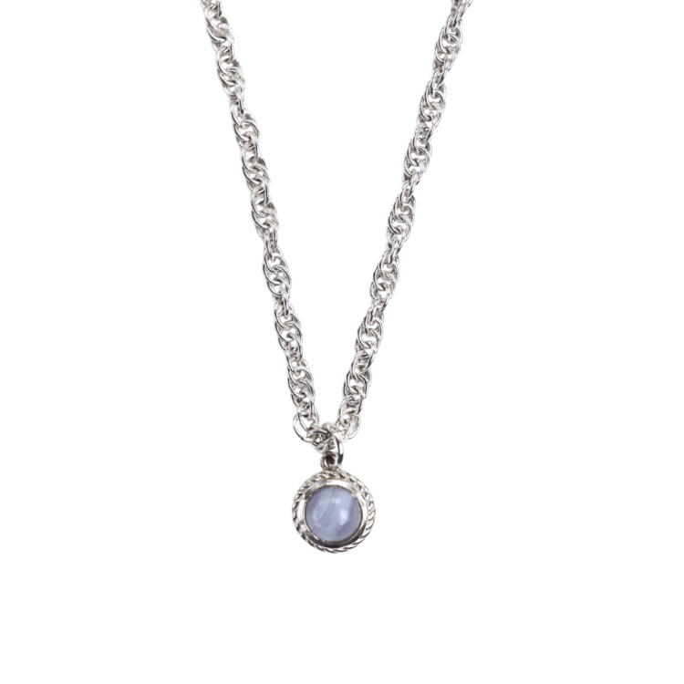 Naszyjnik Agat Blue Lace 8 mm SILVER