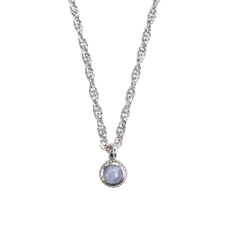 Naszyjnik Agat Blue Lace 8 mm SILVER