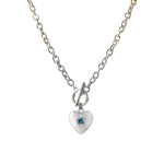 Naszyjnik Duże Serce z Topazem Niebieskim Silver