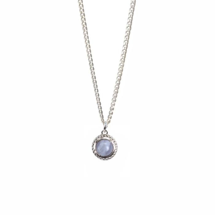 Naszyjnik z Agatem Blue Lace 8 mm Silver