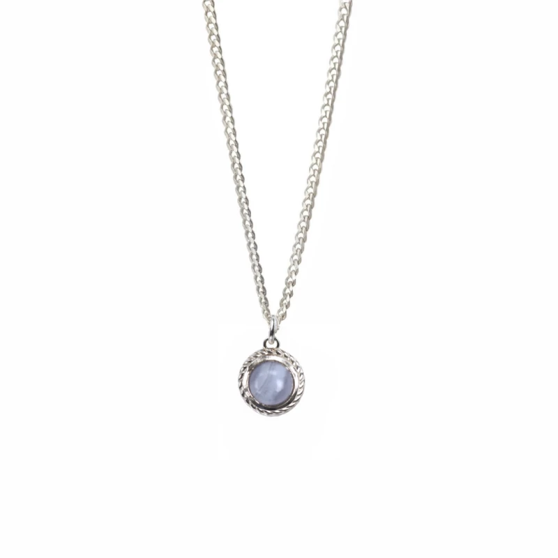 Naszyjnik z Agatem Blue Lace 8 mm Silver