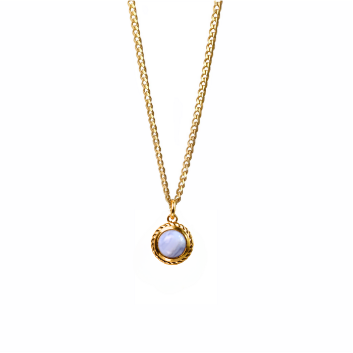 Naszyjnik z Agatem Blue Lace 8 mm Gold