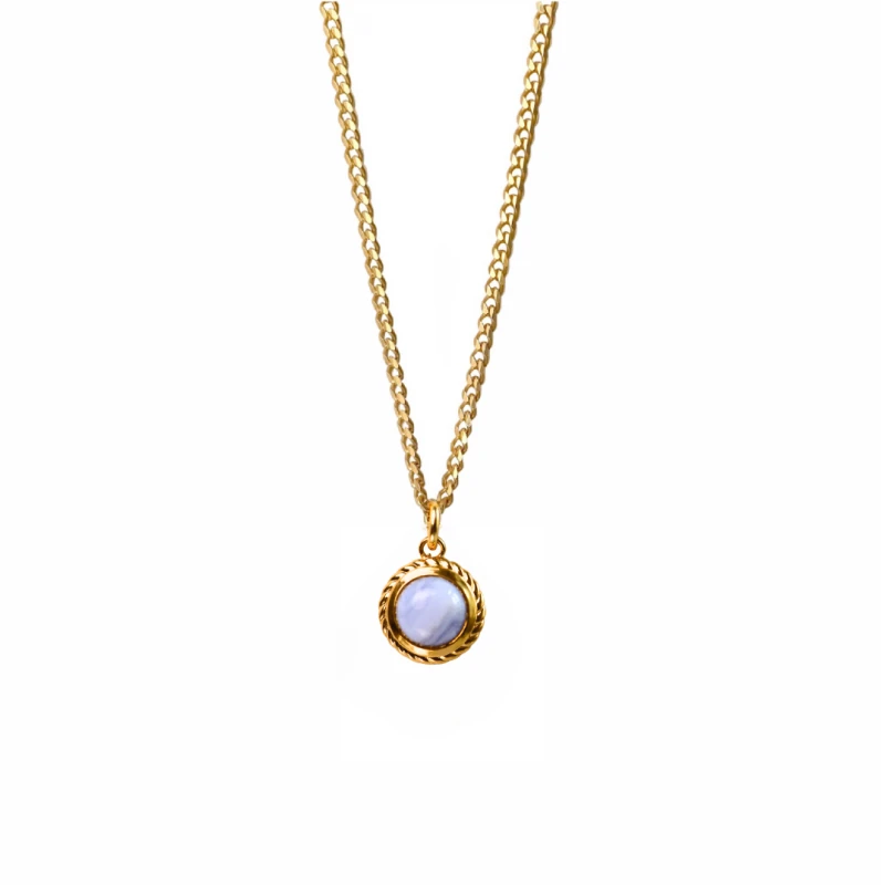 Naszyjnik z Agatem Blue Lace 8 mm Gold