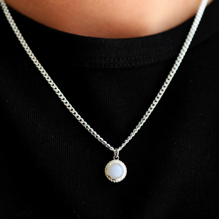 Naszyjnik z Agatem Blue Lace 8 mm Silver