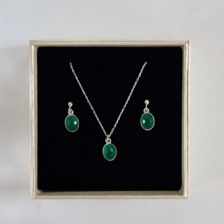 Zestaw silver agat zielony.webp