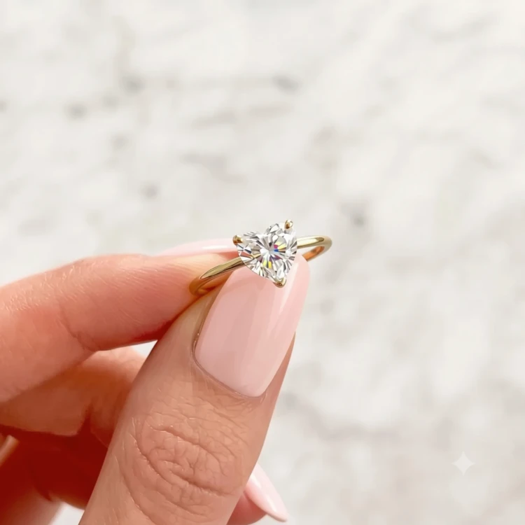 Złoty Pierścionek Serce z Diamentem Laboratoryjnym 0,8 ct