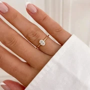 Złoty Pierścionek z Diamentem Laboratoryjnym 0,37 ct