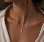 Złoty Naszyjnik z Diamentem Laboratoryjnym w Szlifie Owalnym