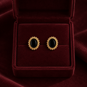 Kolczyki Vintage z Onyksem Gold