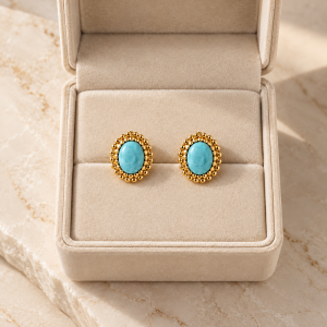 Kolczyki Vintage z Larimarem Gold