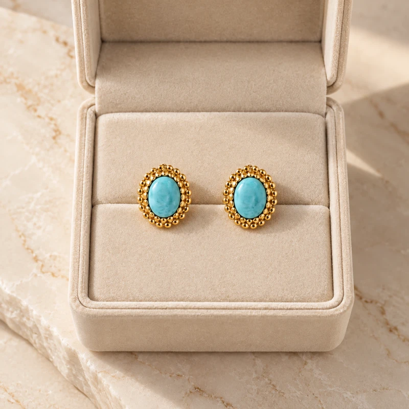 Kolczyki Vintage z Larimarem Gold
