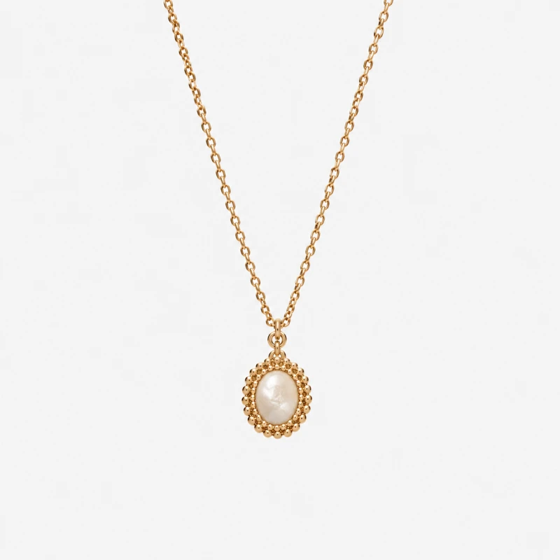 Naszyjnik w Stylu Vintage z Masą Perłową Gold