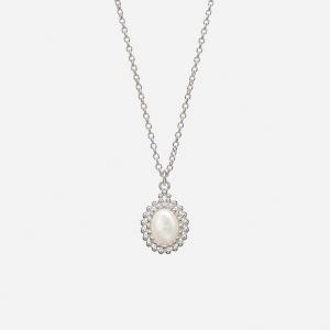 Naszyjnik w Stylu Vintage z Masą Perłową Silver