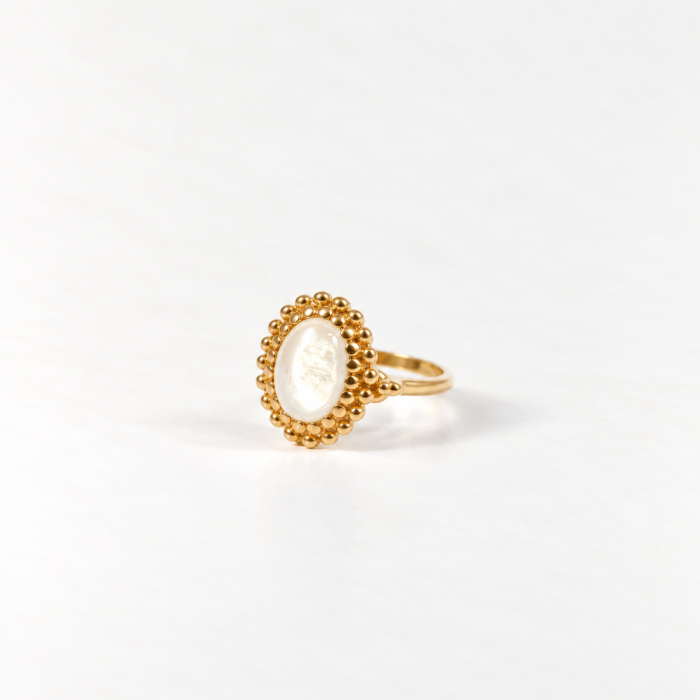 Pierścionek Vintage z Masą Perłową Gold