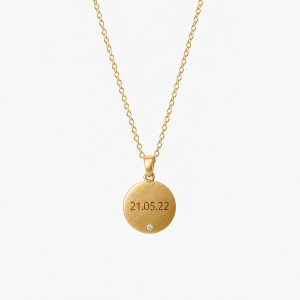 Personalizowany Naszyjnik Okrągły z Białym Diamentem Gold (id: 2099)