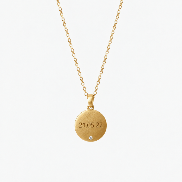 Personalizowany Naszyjnik Okrągły z Białym Diamentem Gold (id: 2099)