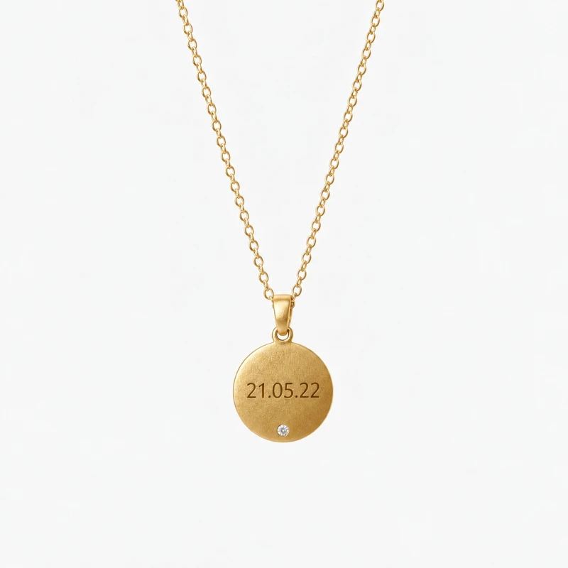 Personalizowany Naszyjnik Okrągły z Białym Diamentem Gold (id: 2099)