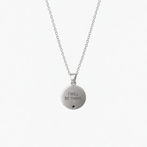 Personalizowany Naszyjnik Okrągły z Czarnym Diamentem Silver