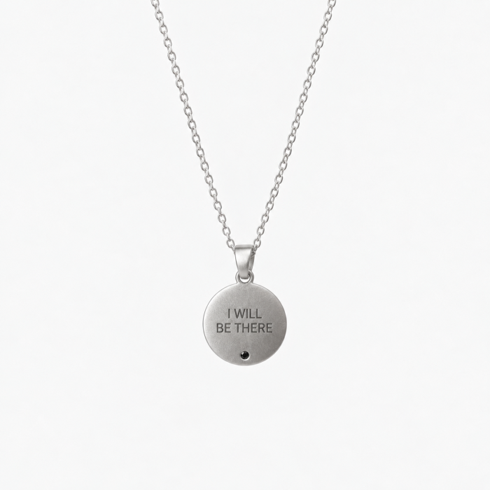 Personalizowany Naszyjnik Okrągły z Czarnym Diamentem Silver