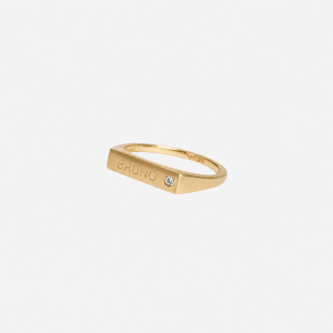 Personalizowany Sygnet z Białym Diamentem Gold