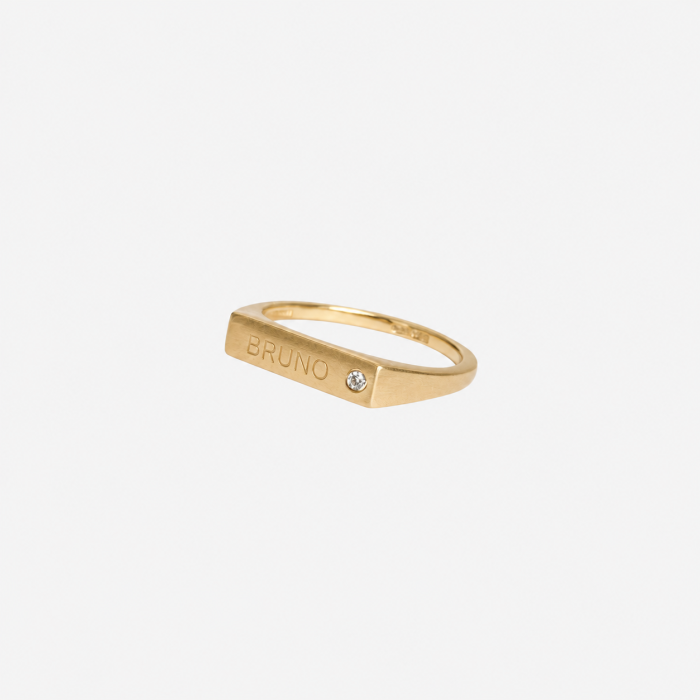 Personalizowany Sygnet z Białym Diamentem Gold