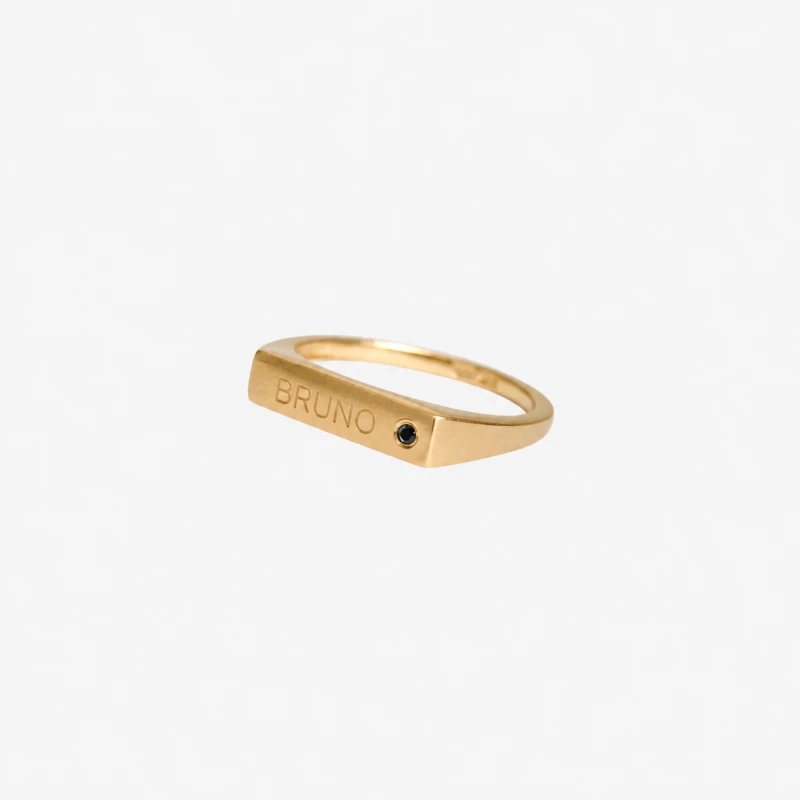 Personalizowany Sygnet z Czarnym Diamentem Gold