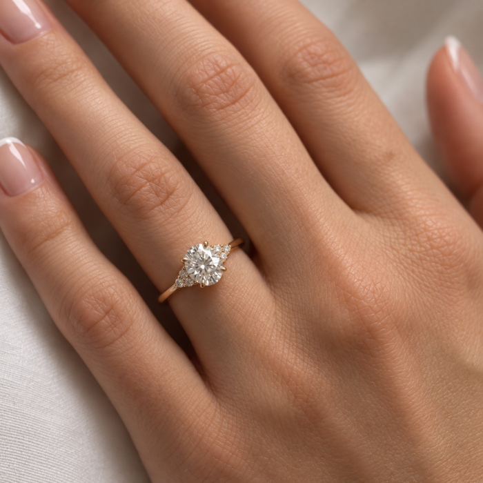 Złoty Pierścionek z Dużym Diamentem Laboratoryjnym 0,8 ct