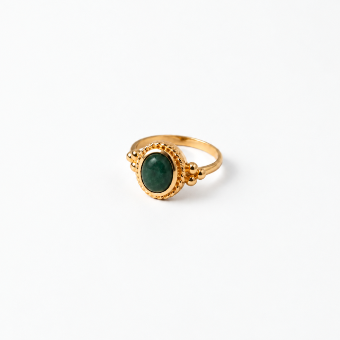 Złoty Pierścionek Royal z Awenturynem
