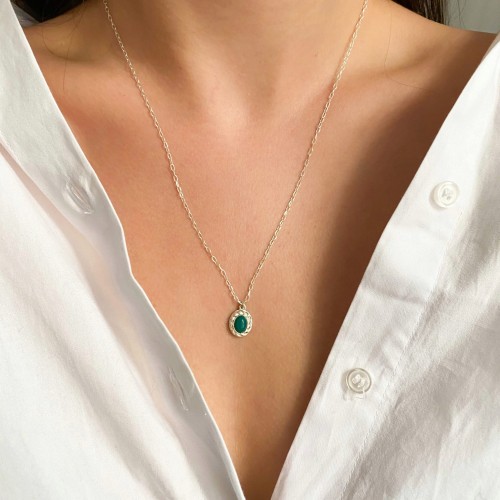 Naszyjnik z agatem zielonym