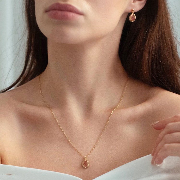 Zestaw z kwarcem truskawkowym