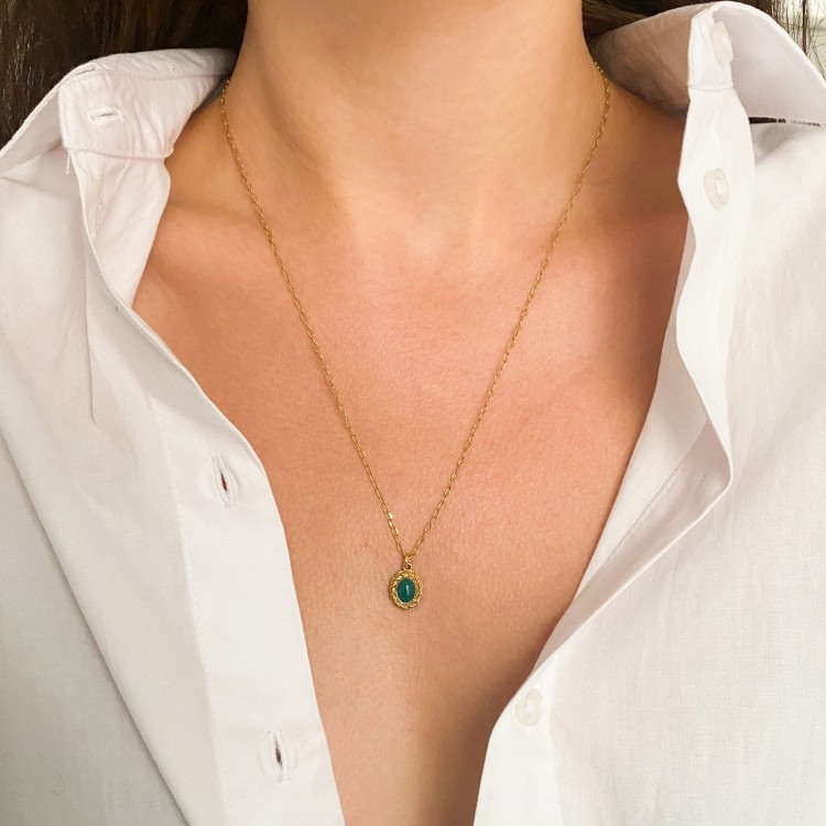 Naszyjnik z zielonym agatem