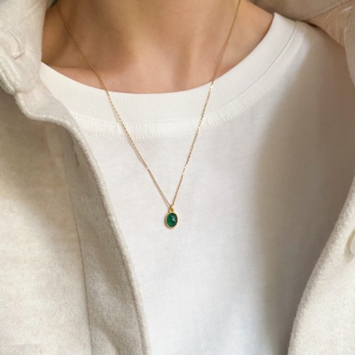 Agat zielony na łańcuszku 50 cm