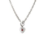 Naszyjnik Duże Serce z Granatem Silver