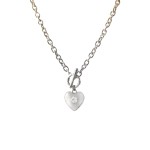 Naszyjnik Duże Serce z Topazem Białym Silver