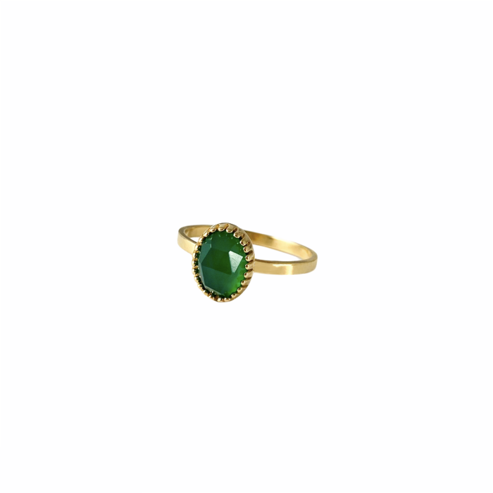 Pierścionek z agatem zielonym