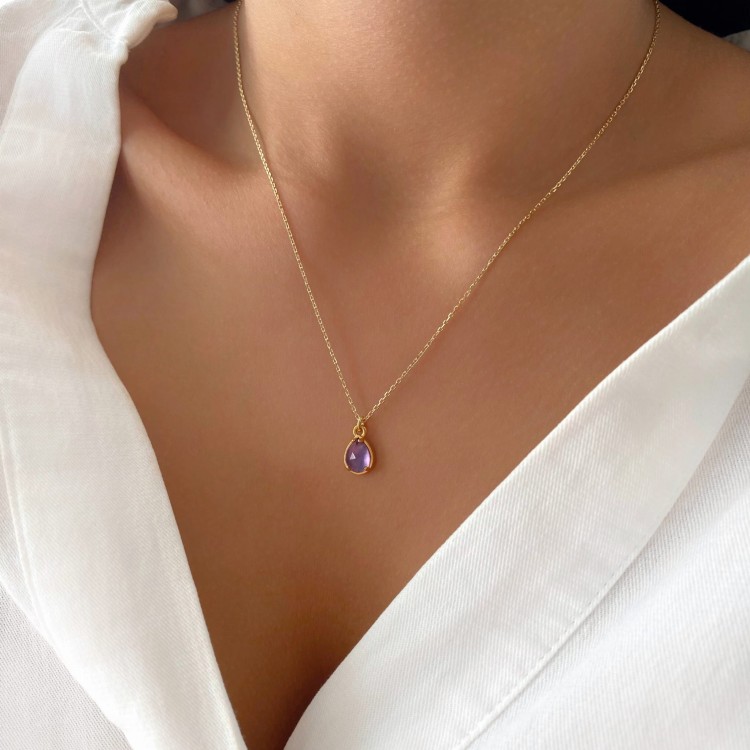 Naszyjnik Łezka z Ametystem