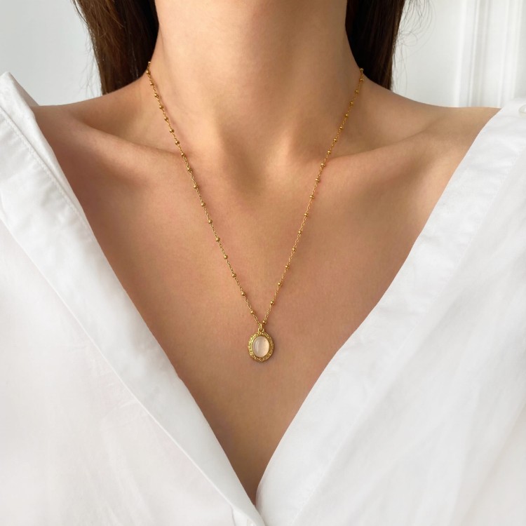 Naszyjnik z kwarcem różowym 50 cm