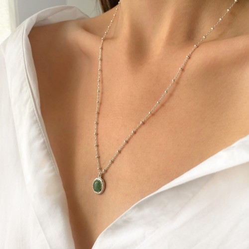 Naszyjnik z kwarcem zielonym 55 cm