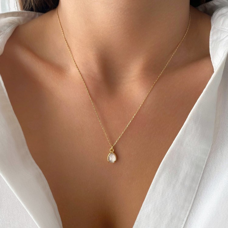 Naszyjnik Łezka z Kwarcem Różowym