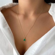 Naszyjnik Łezka z Agatem Zielonym