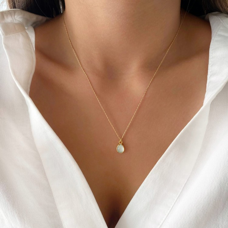 Naszyjnik Łezka z Agatem Miętowym