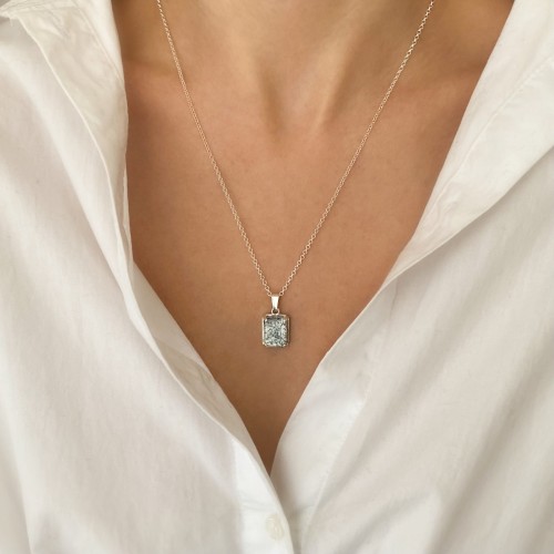 Agat dendrytowy na łańcuszku rolo o dł. 50 cm