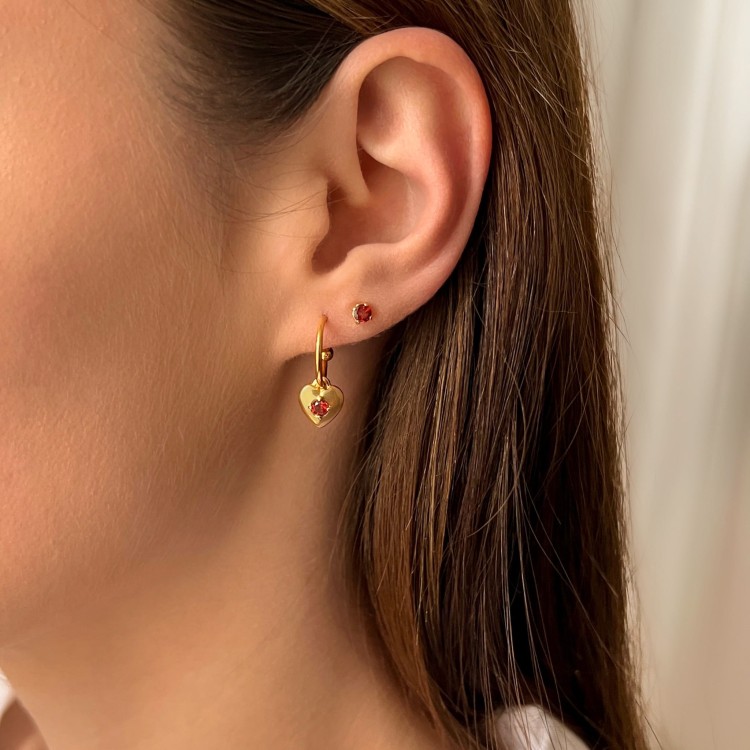 Kolczyki Serca z Granatem Gold (id: 1505)